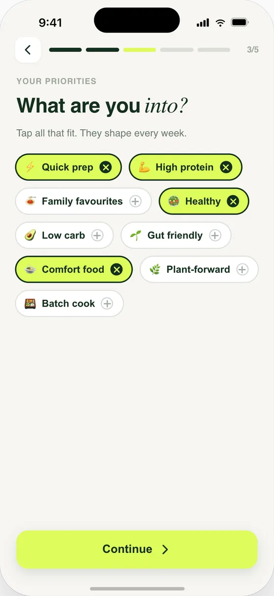Choosing your food priorities in Whipp