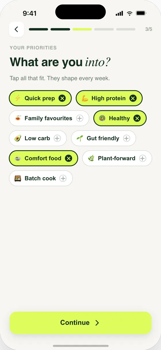 Choosing your food priorities in Whipp